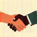 Illustration einer Hand, die eine andere Hand schüttelt